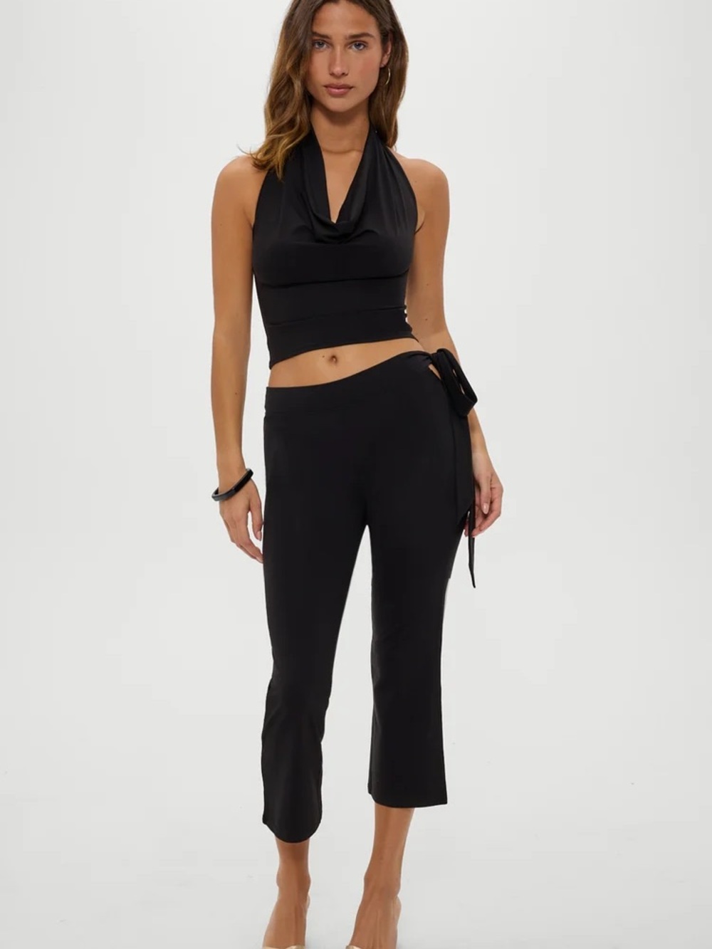 Frankie's Bikinis Jay Cowl Neck Top + Capri Pants Matching Set